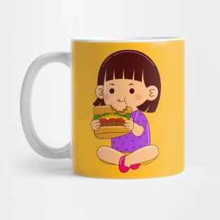 girl kids eating sandwich Mug